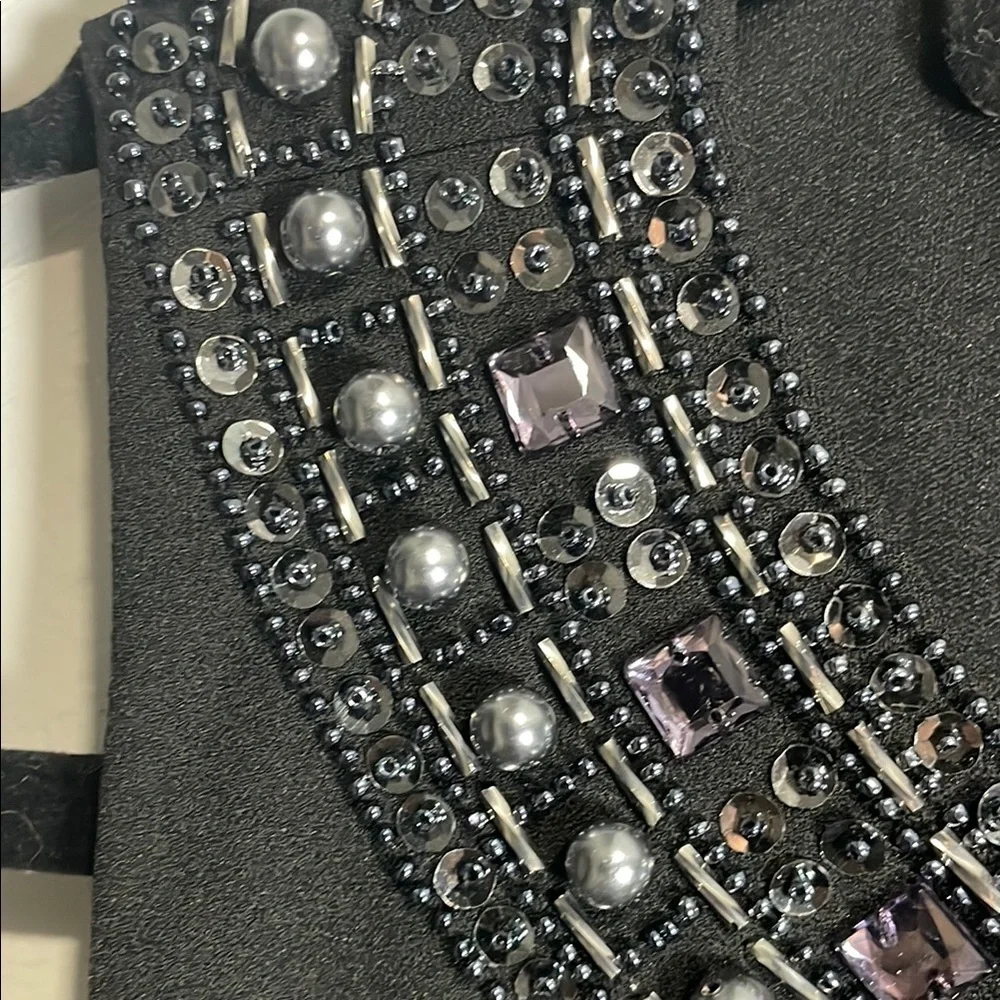 Tahari ASL Cocktail Dress Embellished Neck Ruched Size 14 nwt - Picture 5 of 13